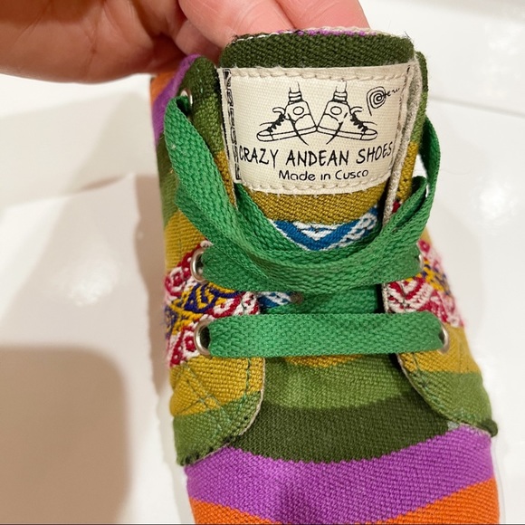 Crazy Andean Shoes Art To Wear Aztec Print Multicolor Sneakers Shoes Women 6 NWO - Picture 10 of 11